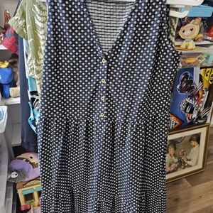 LOFT Navy Polka Dot Midi Dress